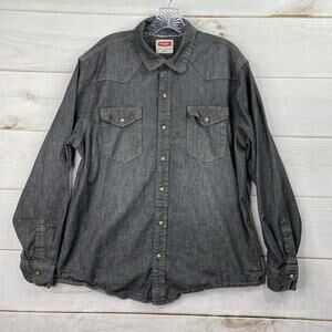Wrangler Shirt Mens XL Faded Black Pearl Snap Long Sleeve Western Pockets Cowboy